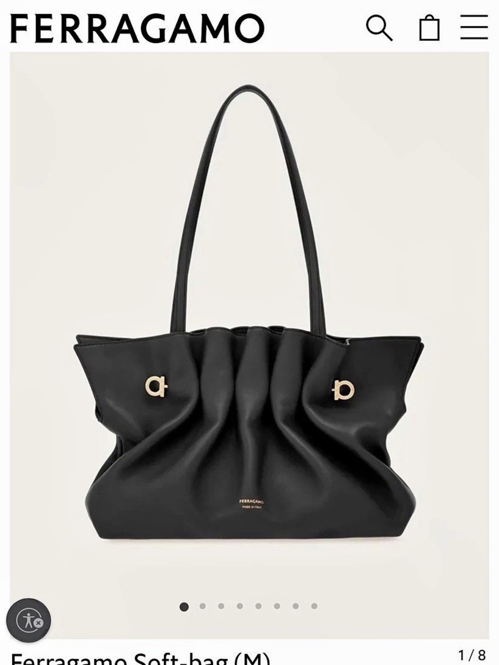 Black Salvatore Ferragamo Gancini Soft Medium - Brand New